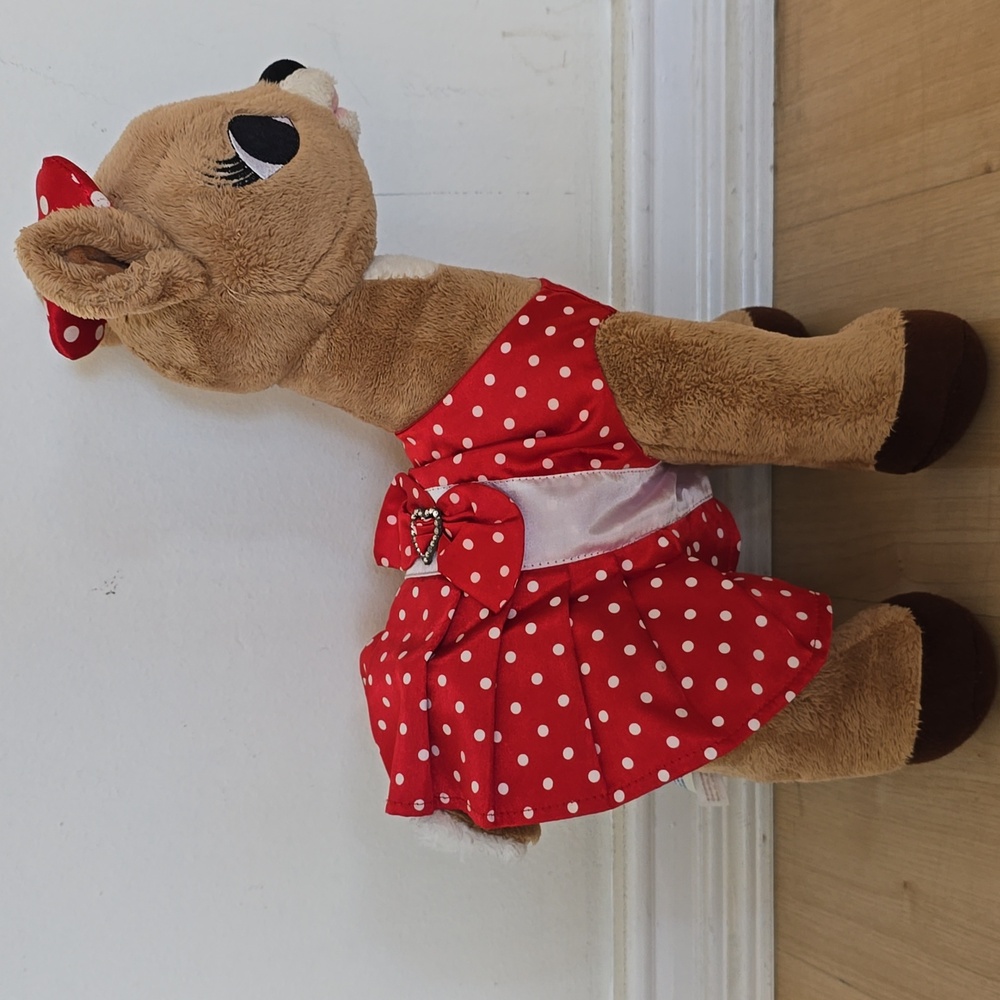 Build a Bear BAB Rudolph the Red Nosed Reindeer Plush Clarice Polka Dot Dress